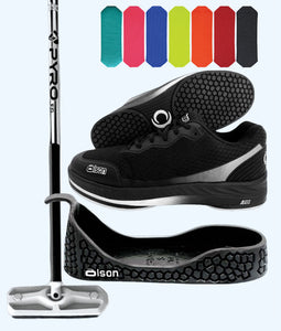 Rookie Bundle - Men's Left Hand - Black Fiberglass Broom -  Black Voltaje Shoes - Choice of Pad Colour