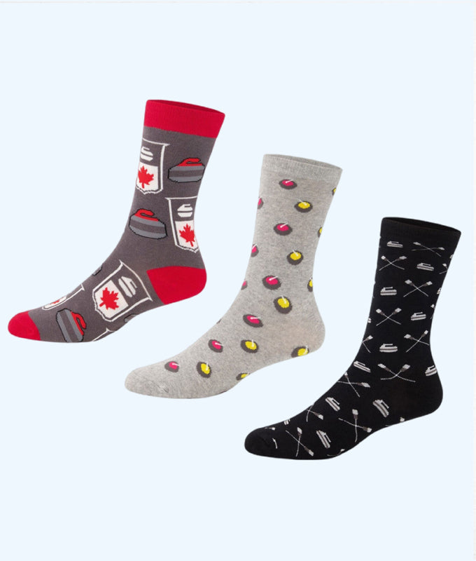 Designer Curling Socks, Grey with Curling Canada Designer Curling Socks, Grey with Curling Canada