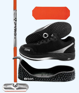 *NEW* Rookie Bundle - Men's Right Hand - Orange Fiberglass Broom -  Black Voltaje Shoes - Choice of Gripper Colour