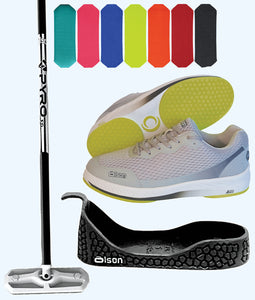 Rookie Bundle - Men's Right Hand - Black Fiberglass Broom -  Grey Voltaje Shoes - Choice of Pad Colour