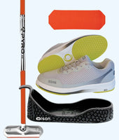 Rookie Bundle - Men's Right Hand - Orange Fiberglass Broom -  Grey Voltaje Shoes - Choice of Gripper Colour