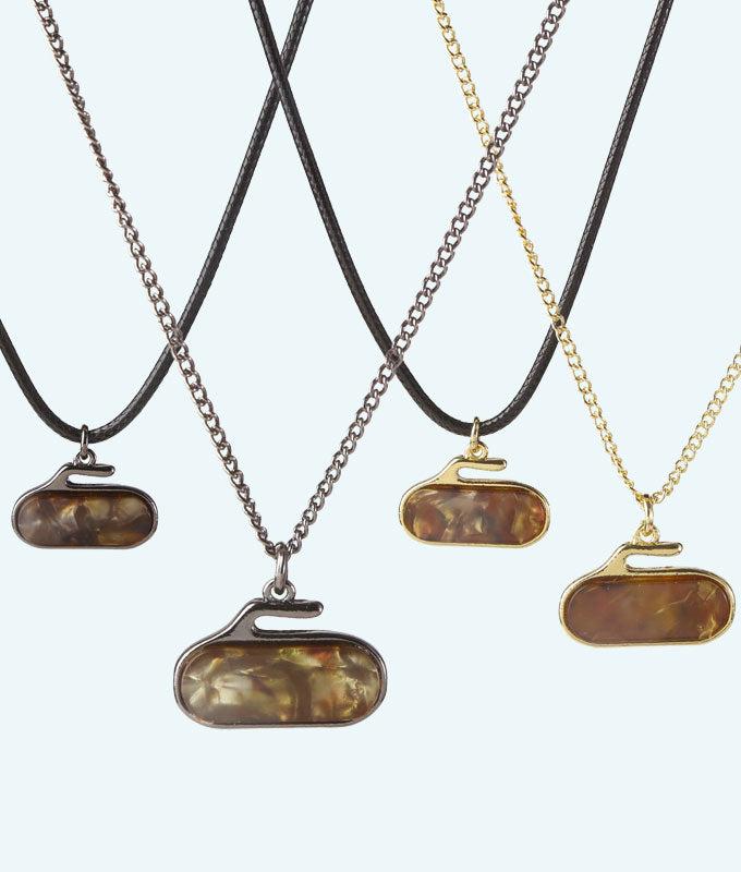 Amber Stone Curling Rock Necklace - In 2D